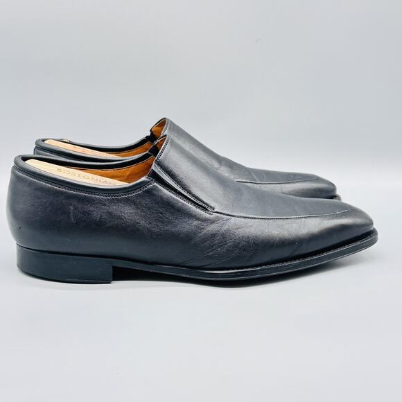 Magnanni Other - Magnanni Shoes Mens 10.5 Black Leather Slip On Loafers Dress Apron Toe Classic